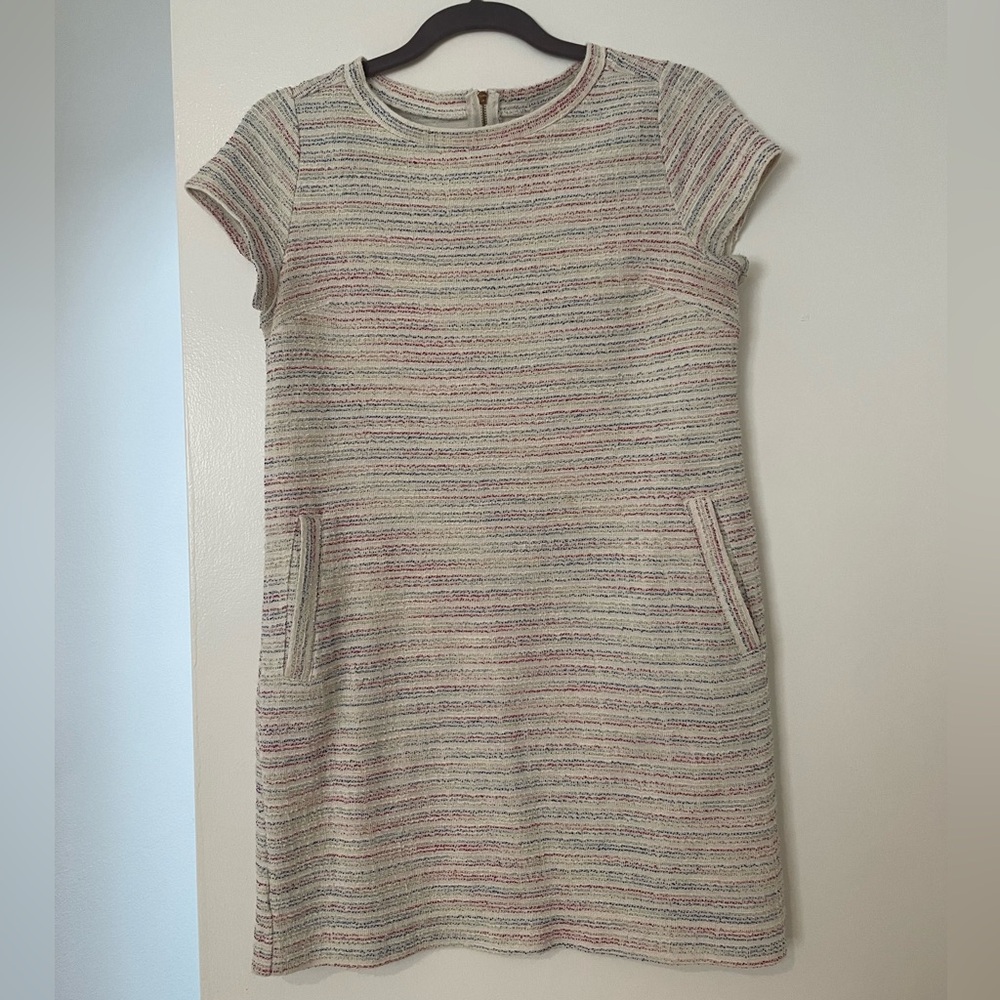 Loft Short-Sleeve Tweed Mini Dress